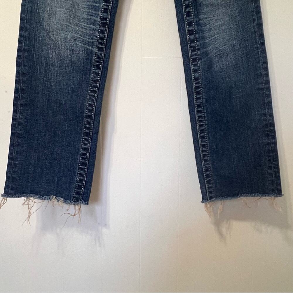 Miss Me Skinny Raw Hem Embroidered Bling Pocket Denim Y2k Moto Jeans Size 27 - Picture 5 of 15